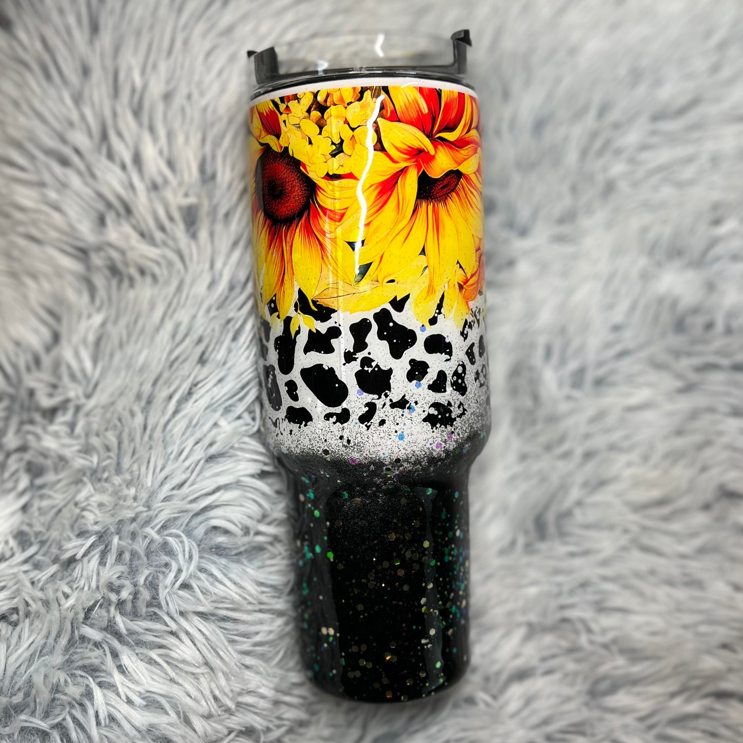 Sunflower Glitter Epoxy Resin Tumbler with Handle