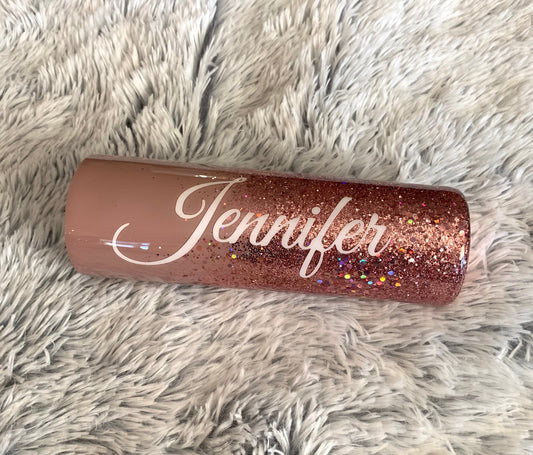 Rose Gold Vintage Blush Personalized Glitter Tumbler