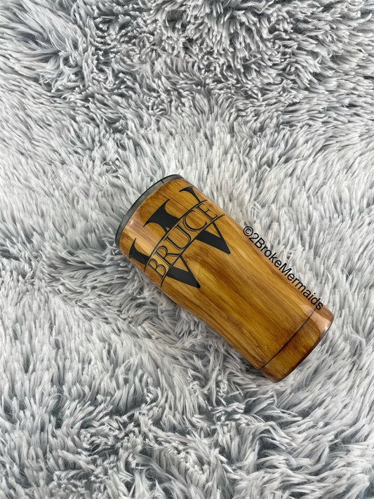 Woodgrain Personalized Tumbler With Straw