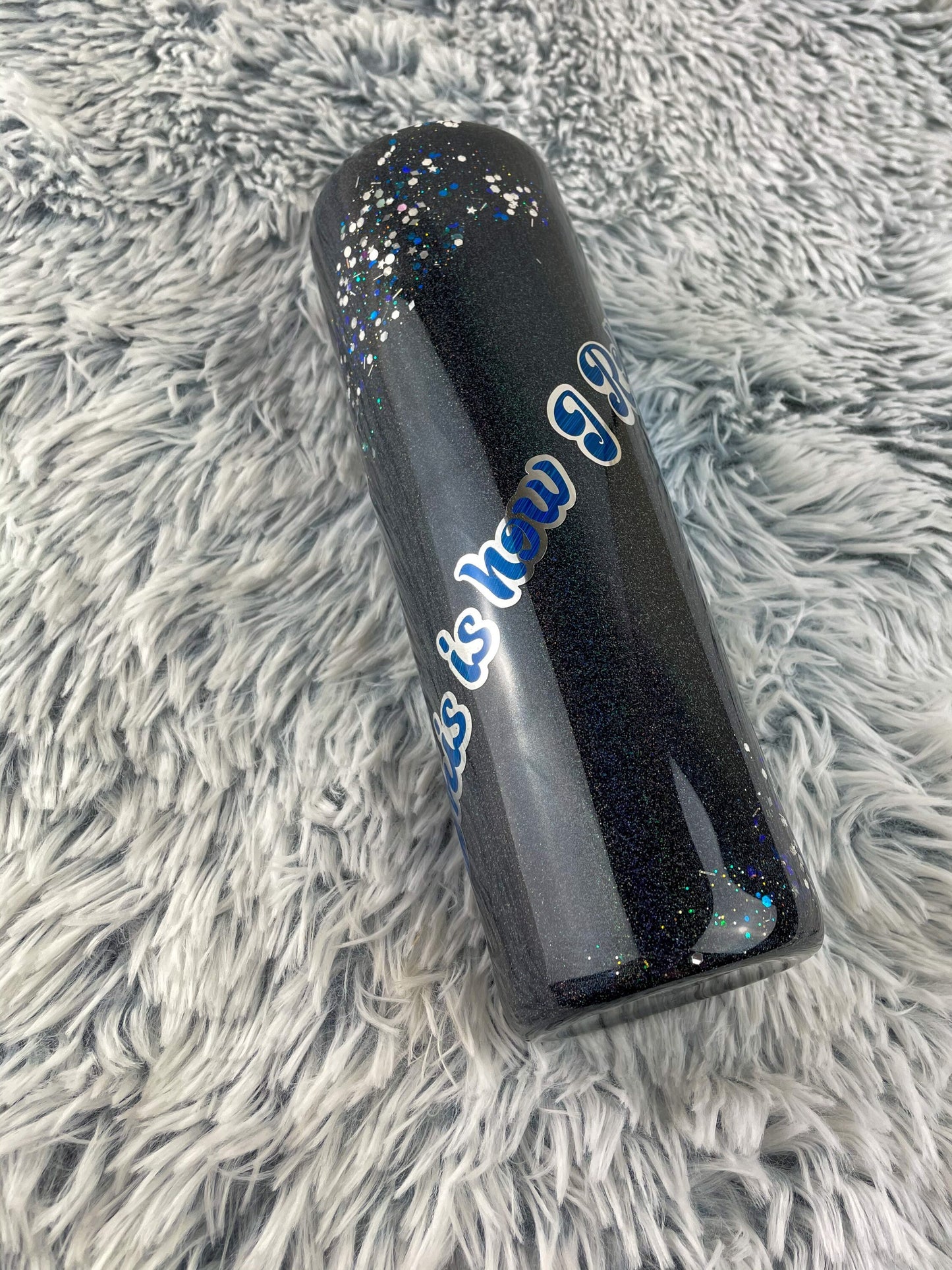 Glittered Skate 30oz Skinny Epoxy Tumbler, Holographic Roller Skate Tumbler With Straw, Roller Skate Gift Idea