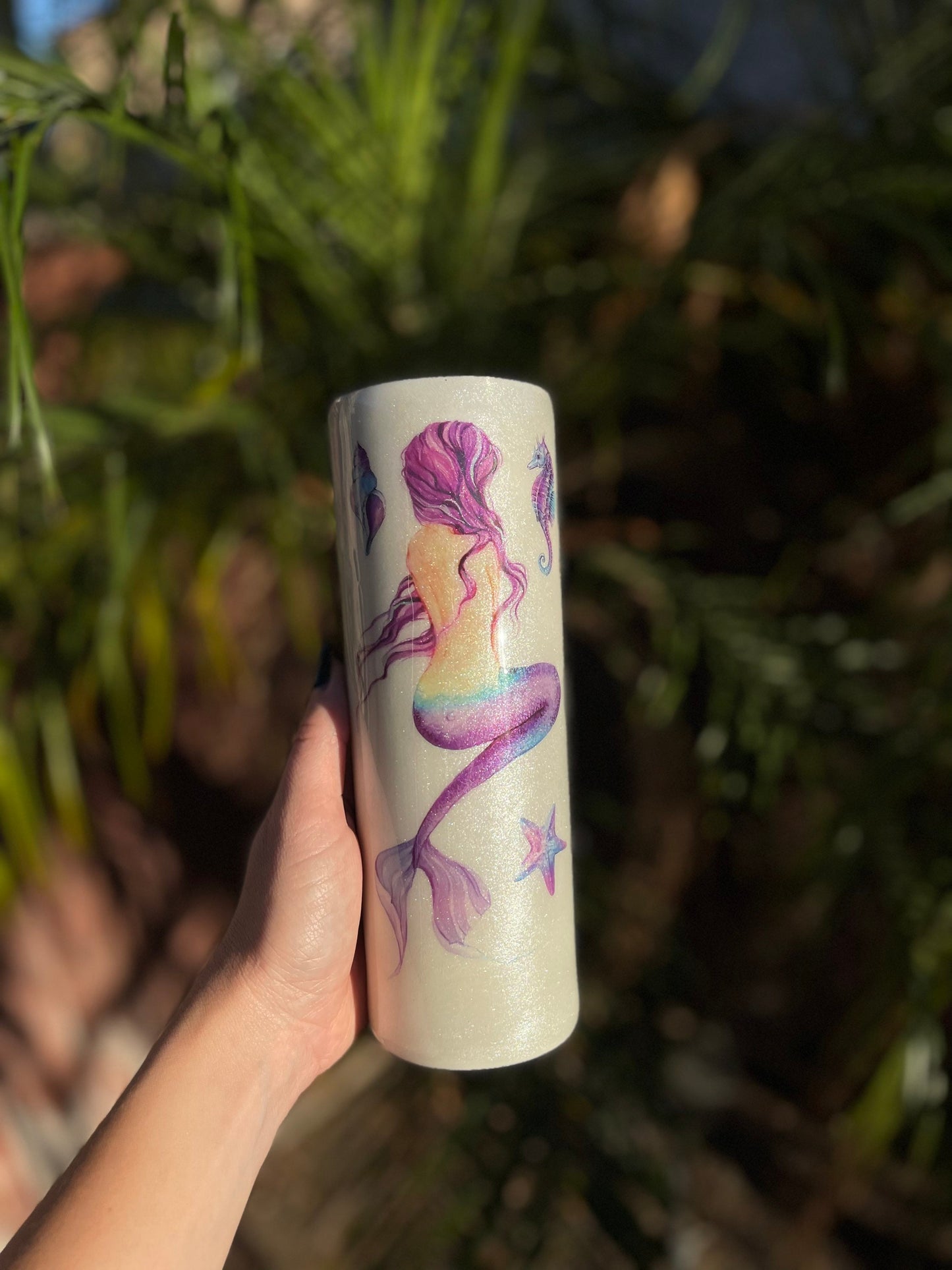 Mermaid 20oz Skinny Tumbler, Mermaid Cup With Straw, Under The Sea Epoxy Tumbler Mermaid Gift Idea