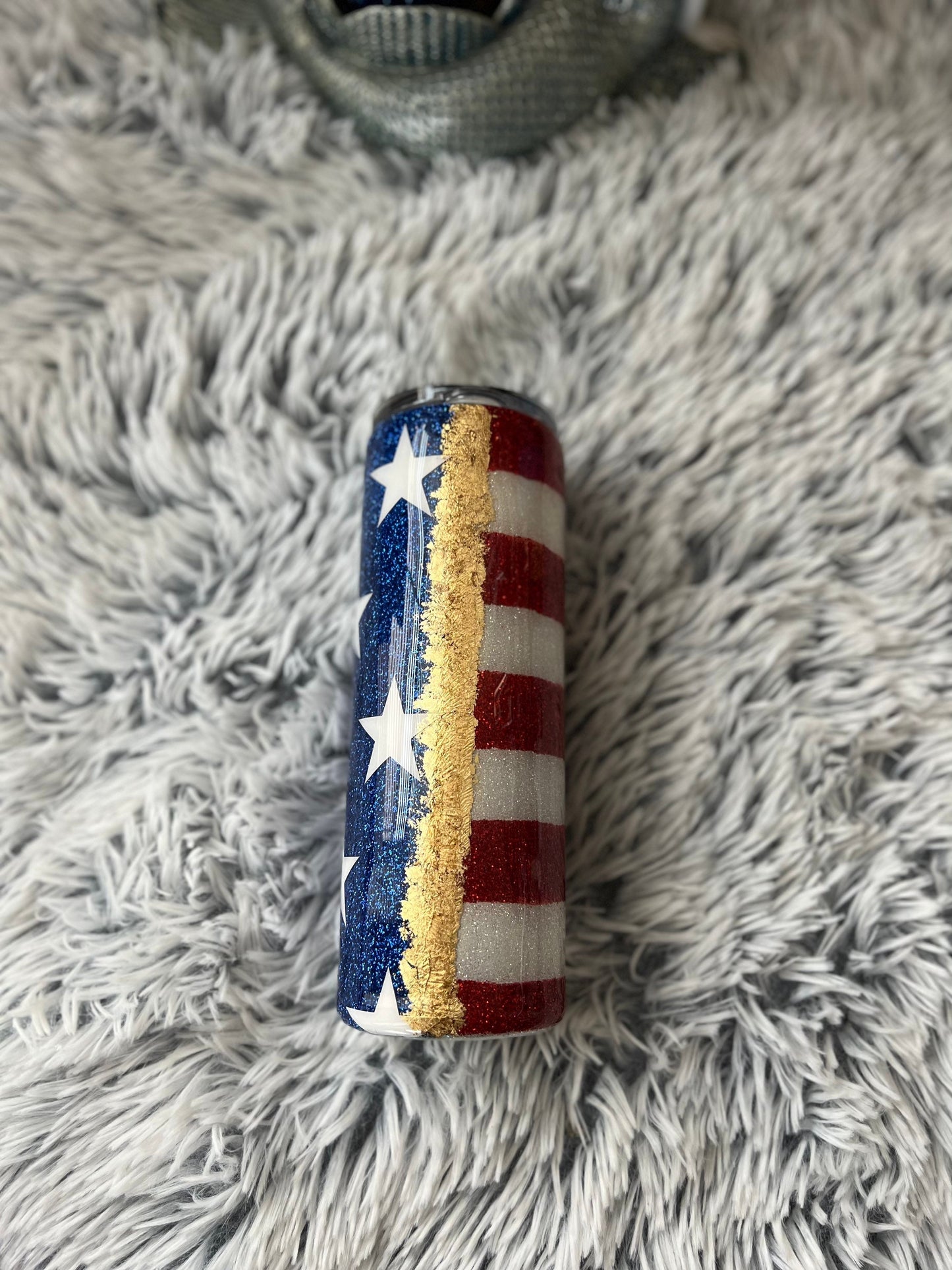 American Flag Personalized Glitter Tumbler