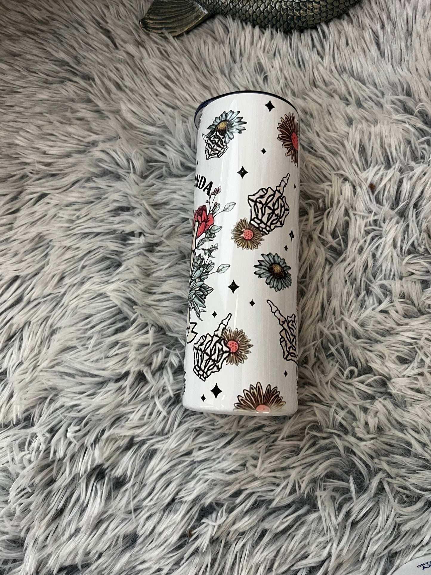 Feeling Kinda IDGAF-ish Middle Finger Skeleton Non Resin Sublimation 20oz tumbler