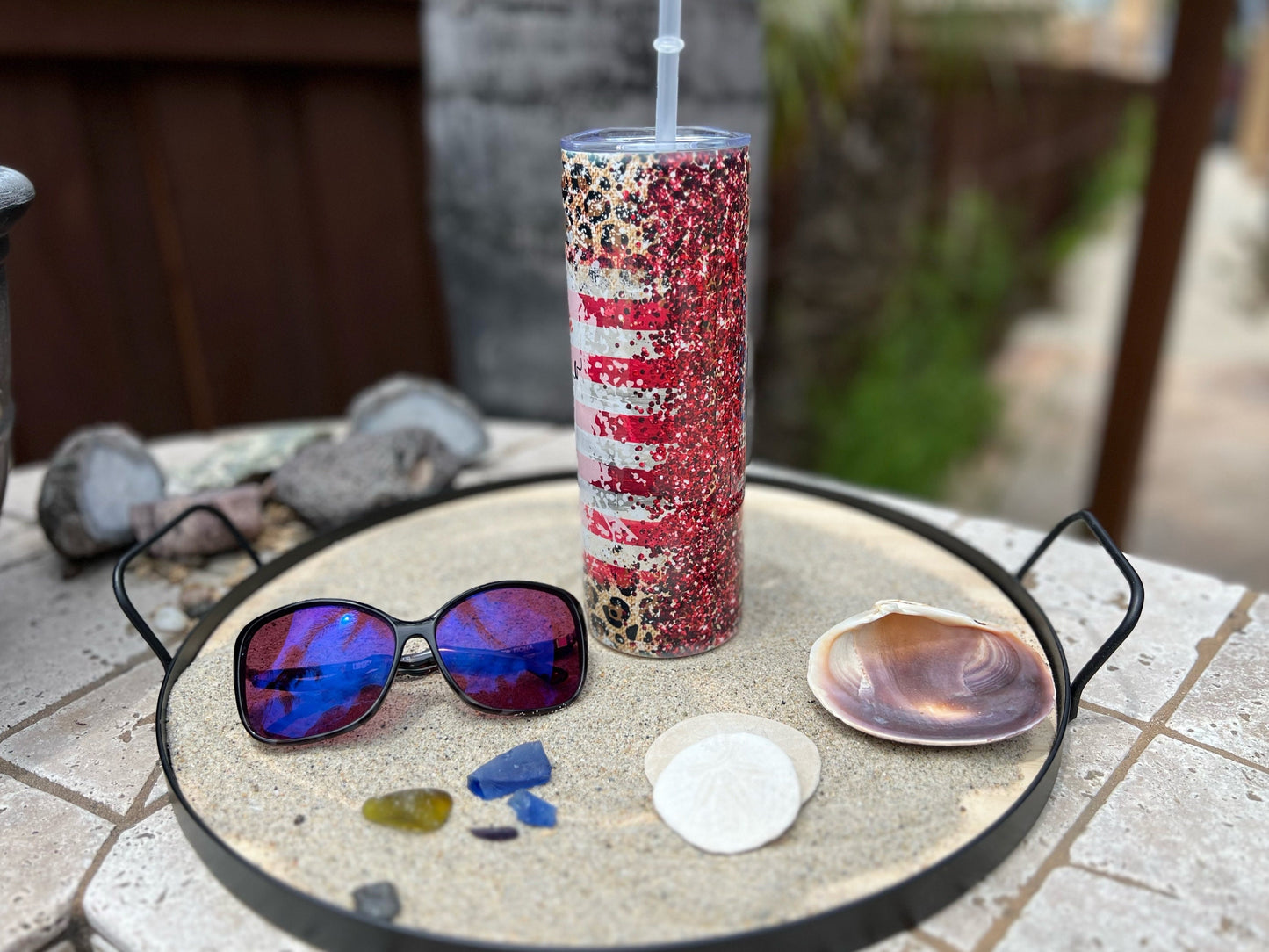 American Mama Leopard Flag Non Resin Sublimation 20oz tumbler