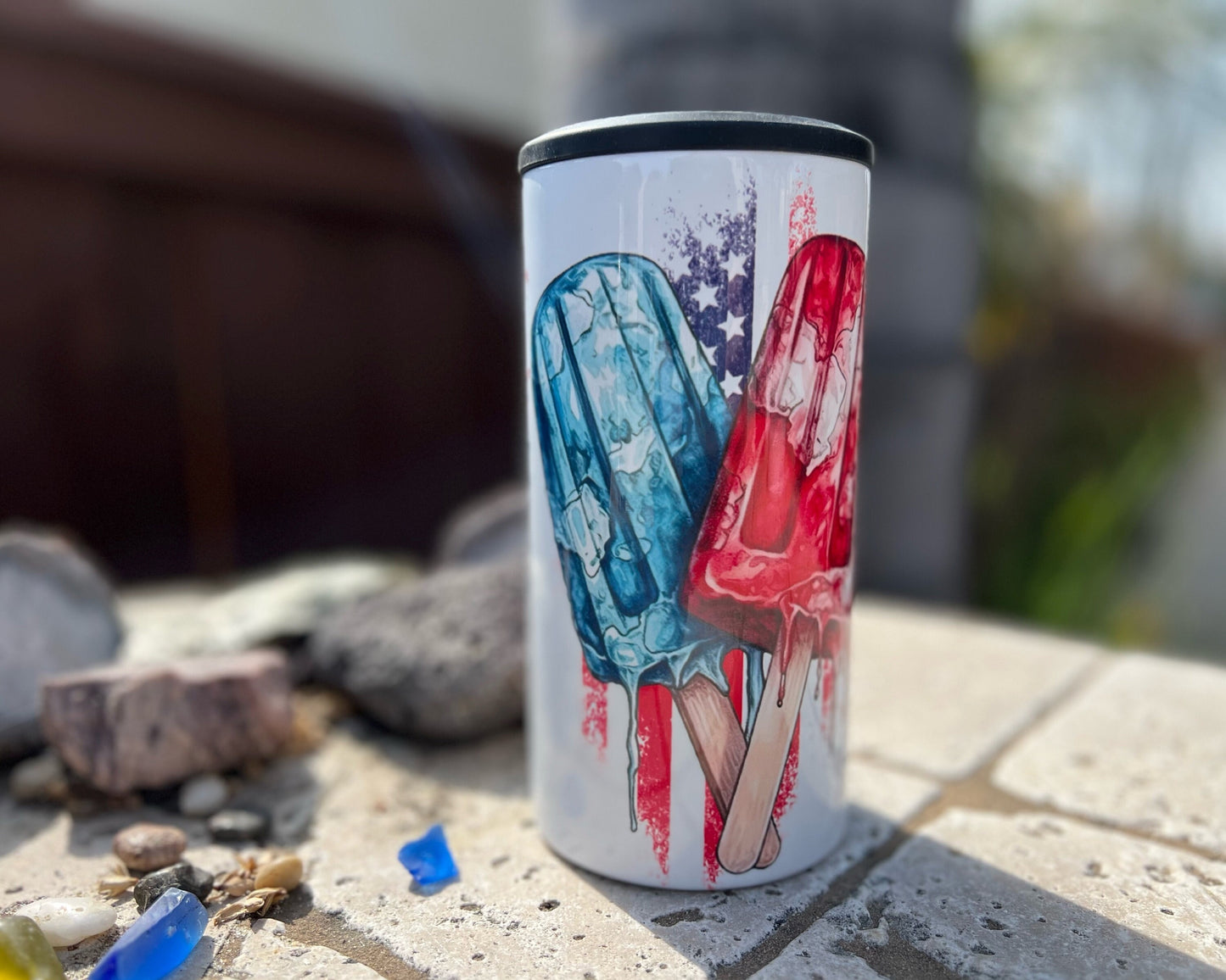 Chill The 4th Out Can Cooler, 4th of July Rocket Pop 14oz Tumbler