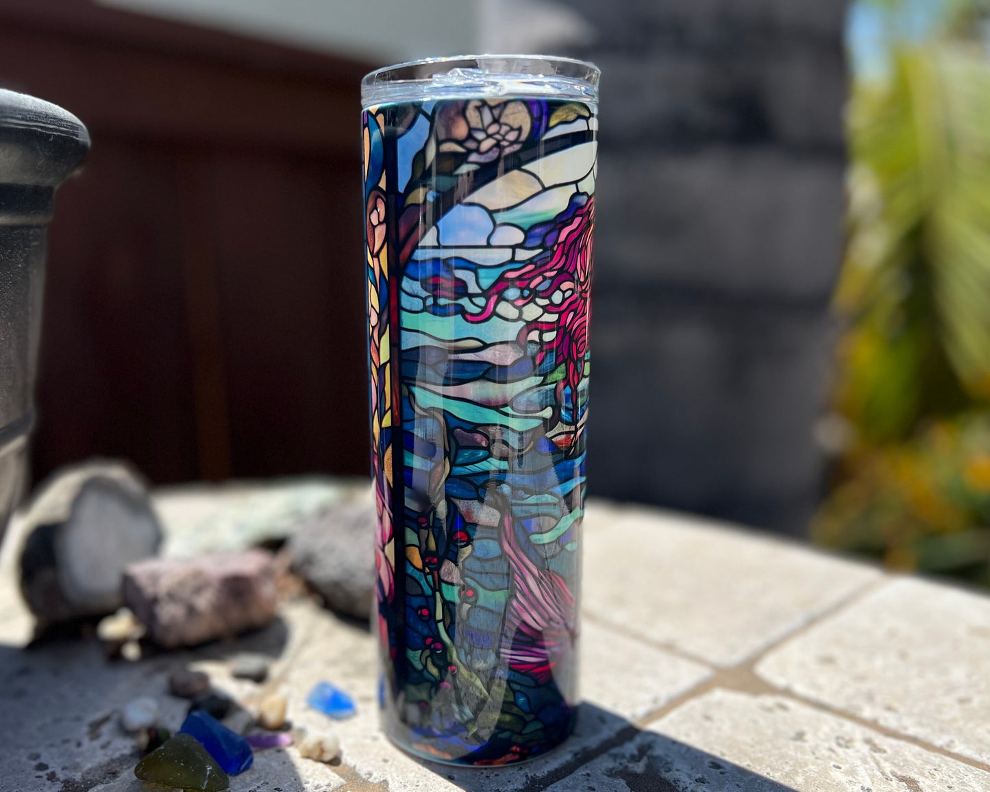 Stained Glass Mermaid 20oz Skinny Tumbler Gift Ideas