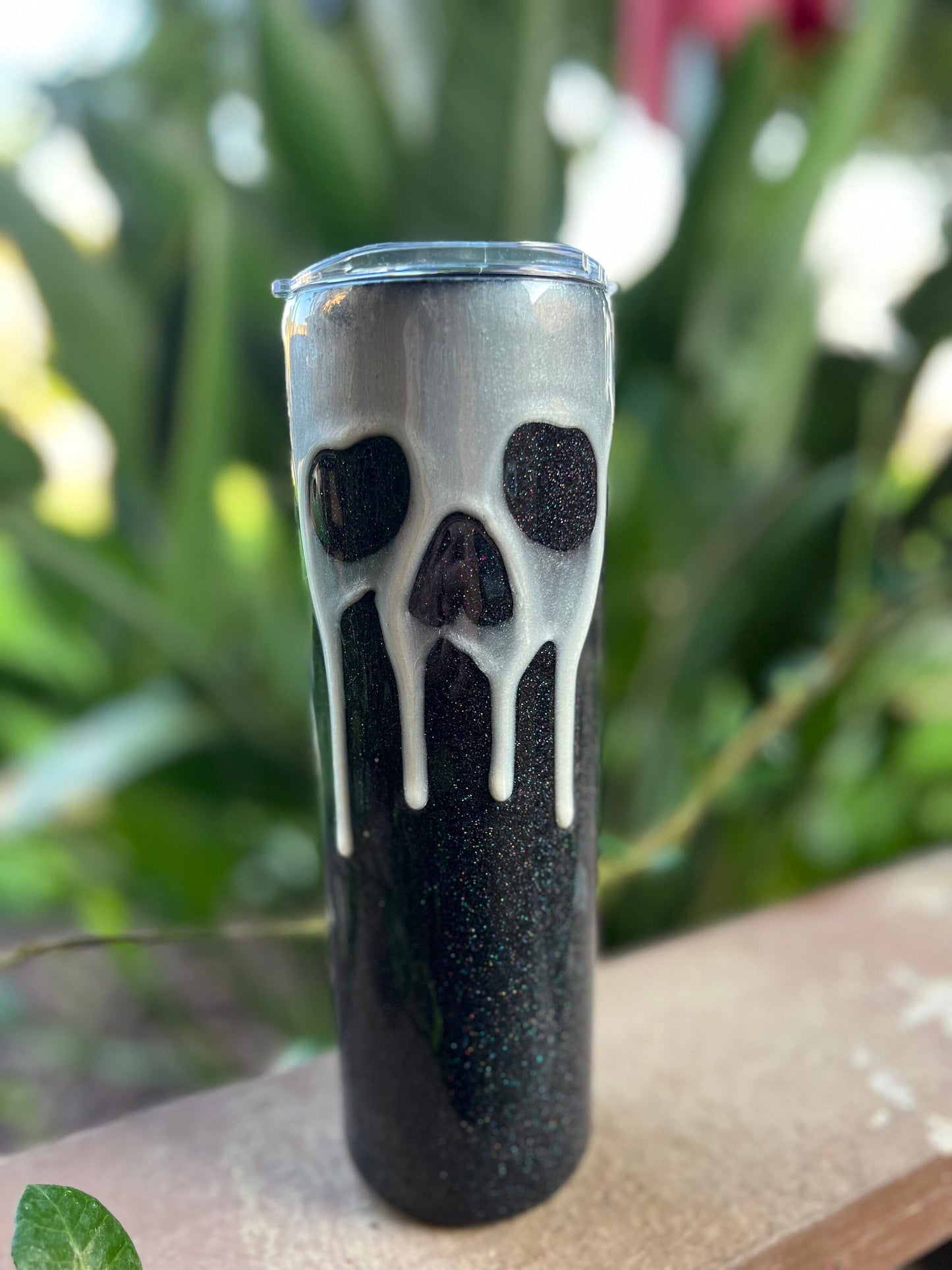 Skull Drip Glitter Duo Tumbler With Straw and 2 lids