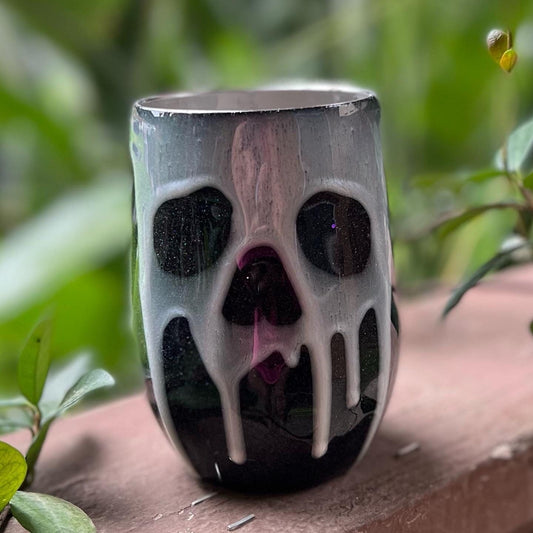 Skull Drip Glitter 15oz Wine Tumbler With Straw