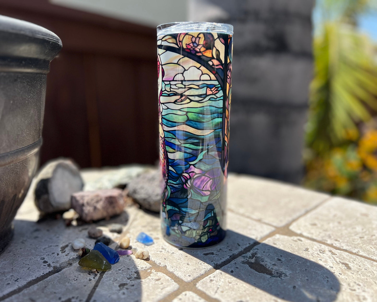 Stained Glass Mermaid 20oz Skinny Tumbler Gift Ideas