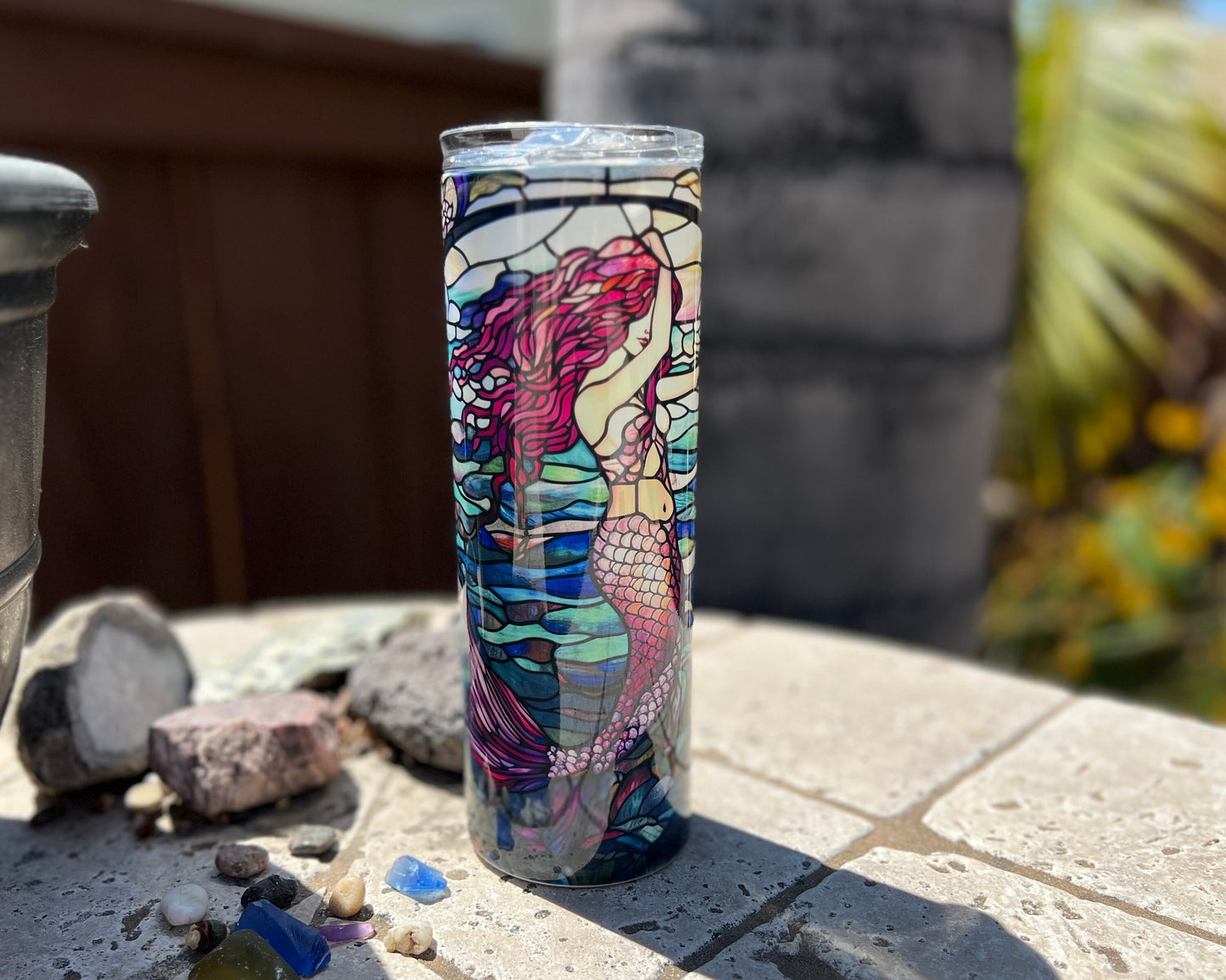 Stained Glass Mermaid 20oz Skinny Tumbler Gift Ideas