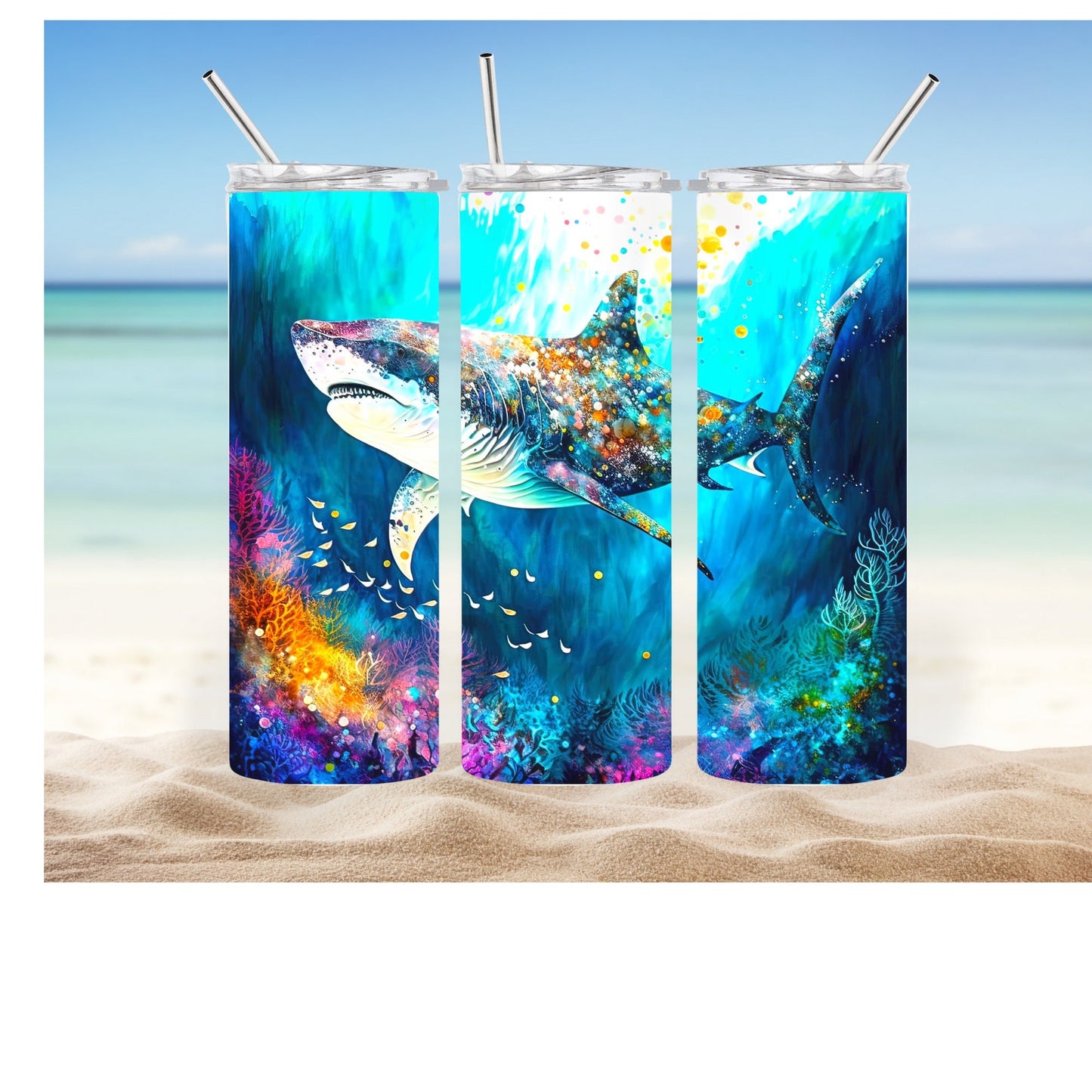 Ink shark  Non Resin Sublimation 20oz tumbler