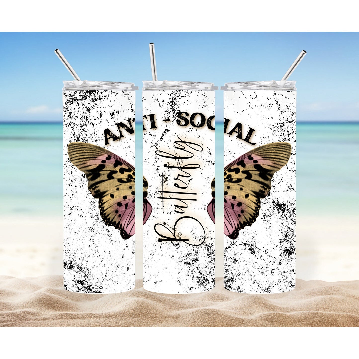 Anti Social Butterfly 20oz Tumbler with Straw
