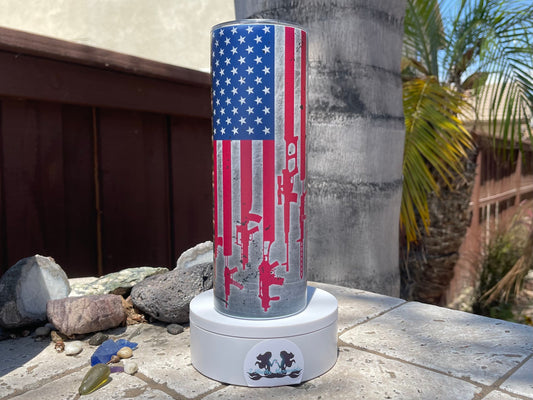 Try It And Find Out Grey American Flag 20oz Matte Tumbler with Straw