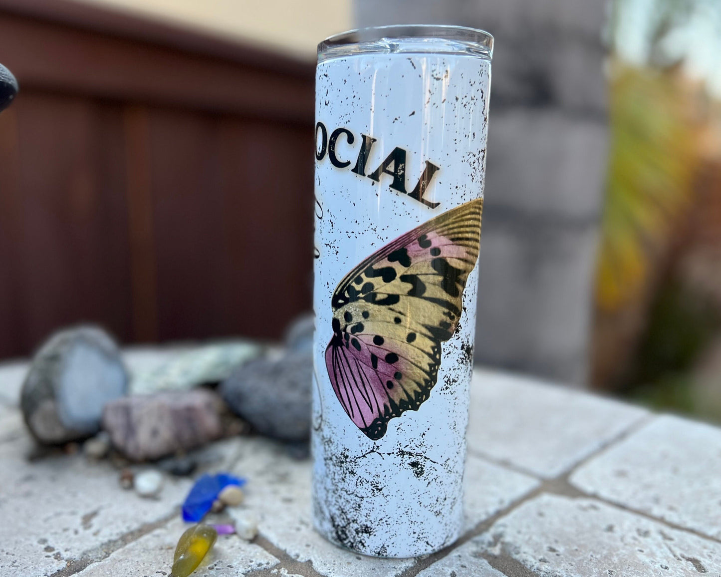 Anti Social Butterfly 20oz Tumbler with Straw