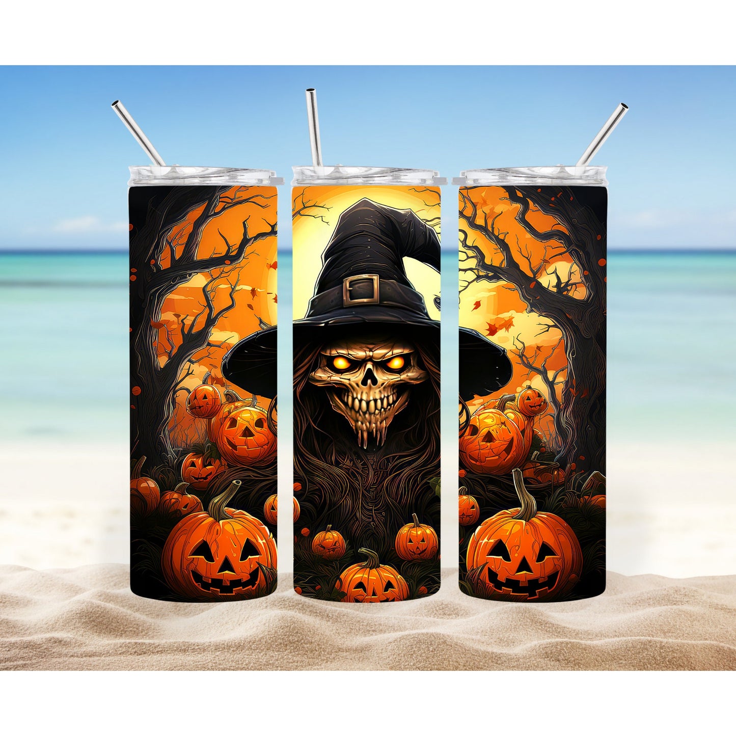 Spooky Halloween Jack O Lantern 20oz Tumbler With Straw