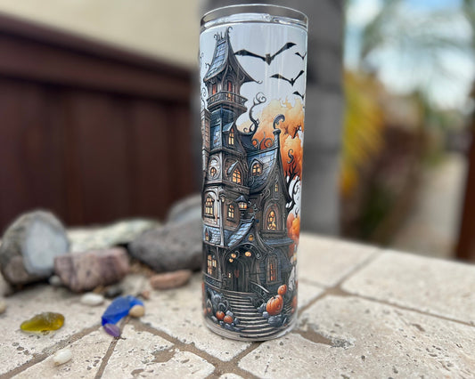 Haunted House Halloween 20oz Tumbler With Straw