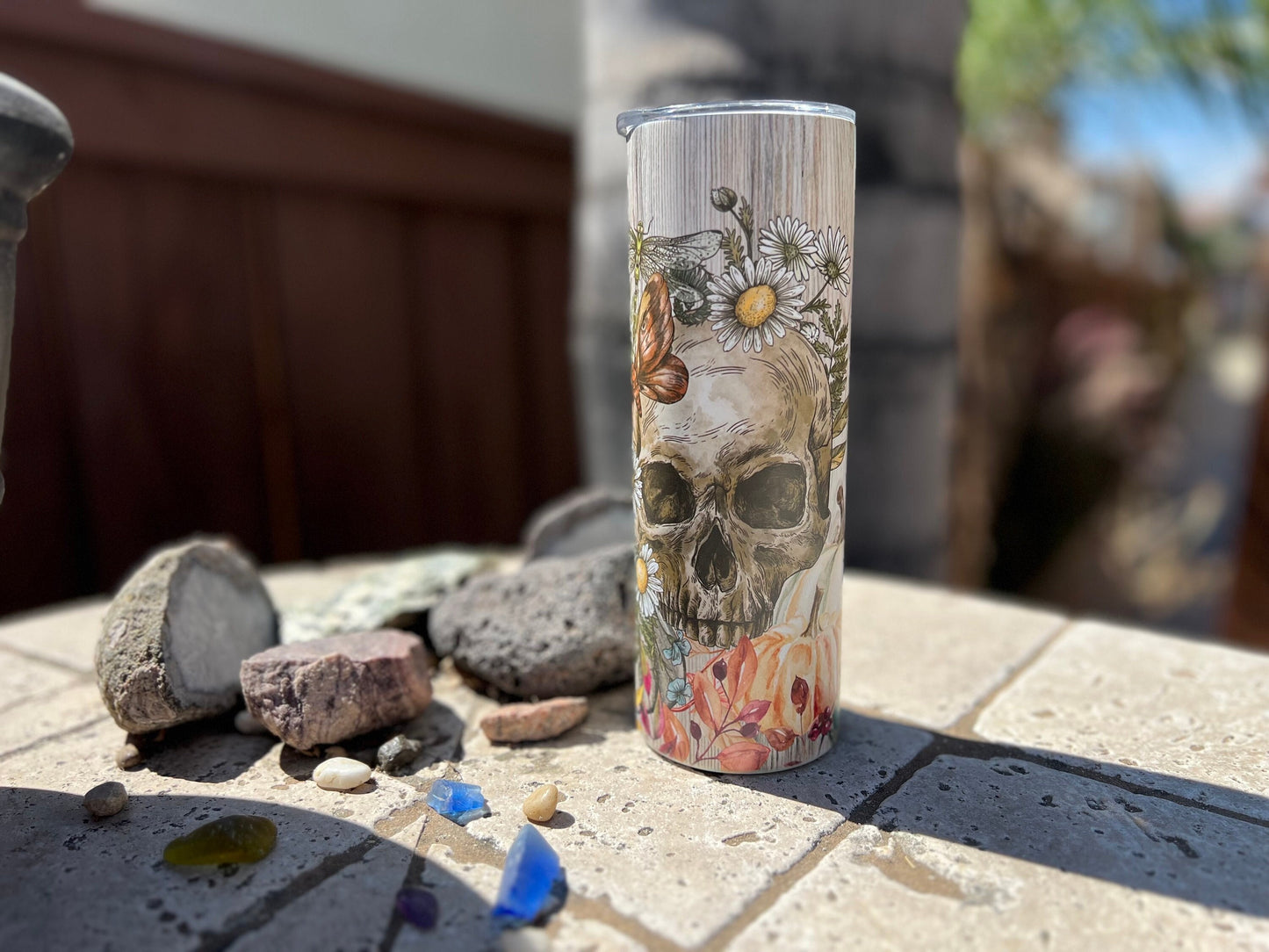 Halloween Skull 20oz Skinny Tumbler With Straw