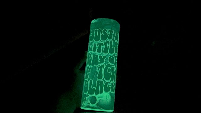 Little Ray of Pitch Black 20oz Skinny Glow In The Dark Tumbler with Straw