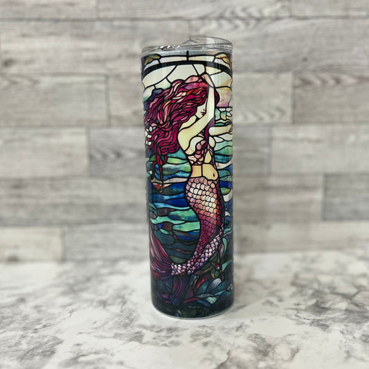 Stained Glass Mermaid 20oz Skinny Tumbler Gift Ideas