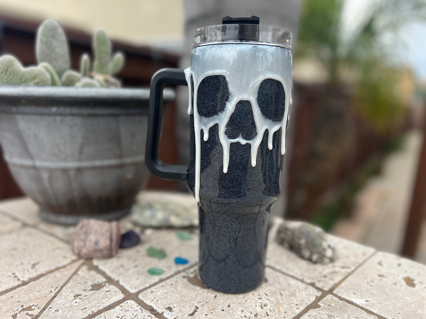 Halloween 40oz Stanley Dupe Skull Drip Tumbler