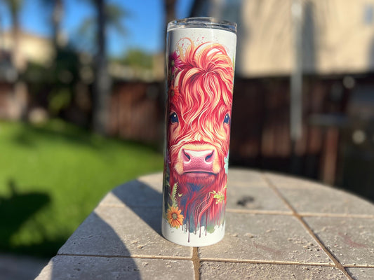 Highland Cow Tumbler with Straw
