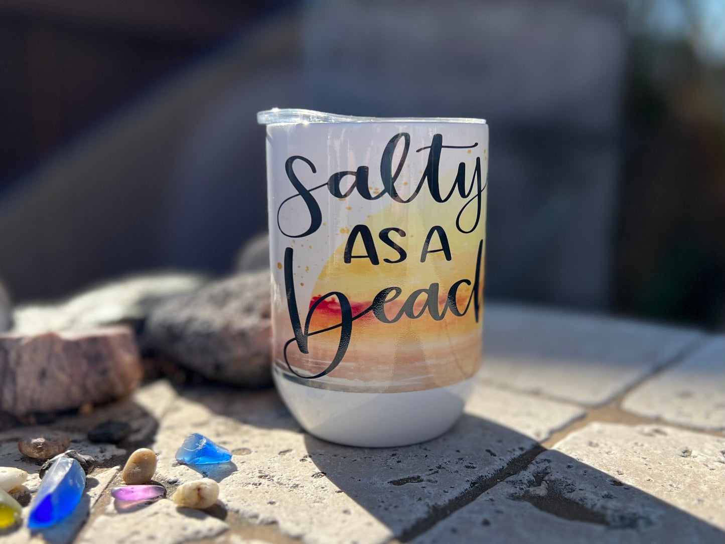 Salty As A Beach Wine Tumbler
