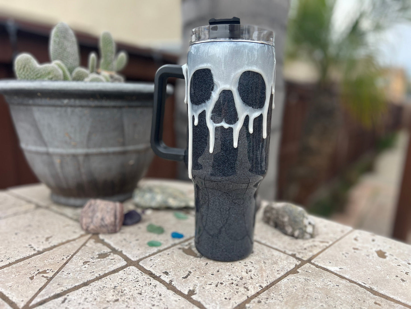 Halloween 40oz Stanley Dupe Skull Drip Tumbler