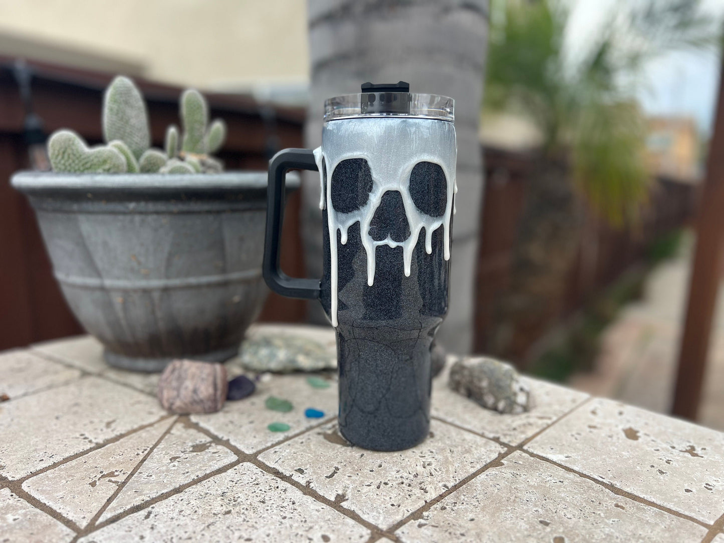 Halloween 40oz Stanley Dupe Skull Drip Tumbler