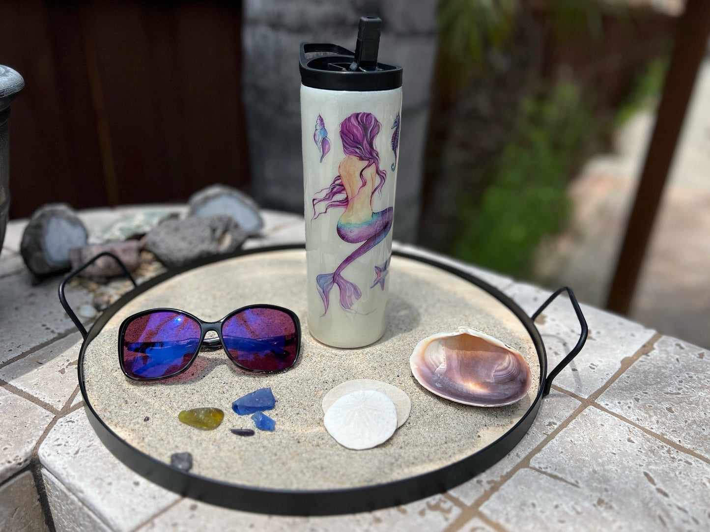 Mermaid 20oz Skinny Tumbler, Mermaid Cup With Straw, Under The Sea Epoxy Tumbler Mermaid Gift Idea