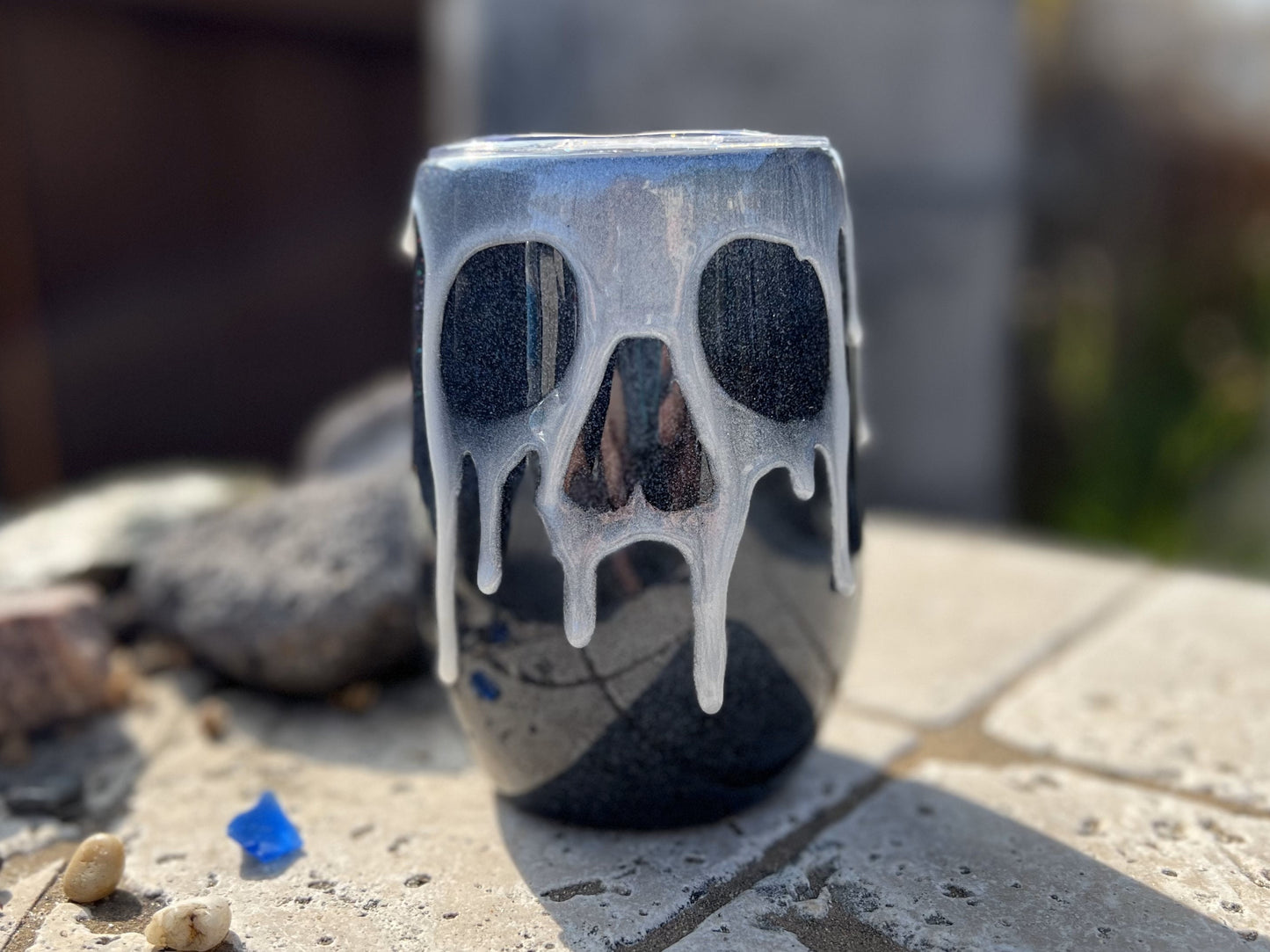 Halloween Skull Drip Tumbler With Straw