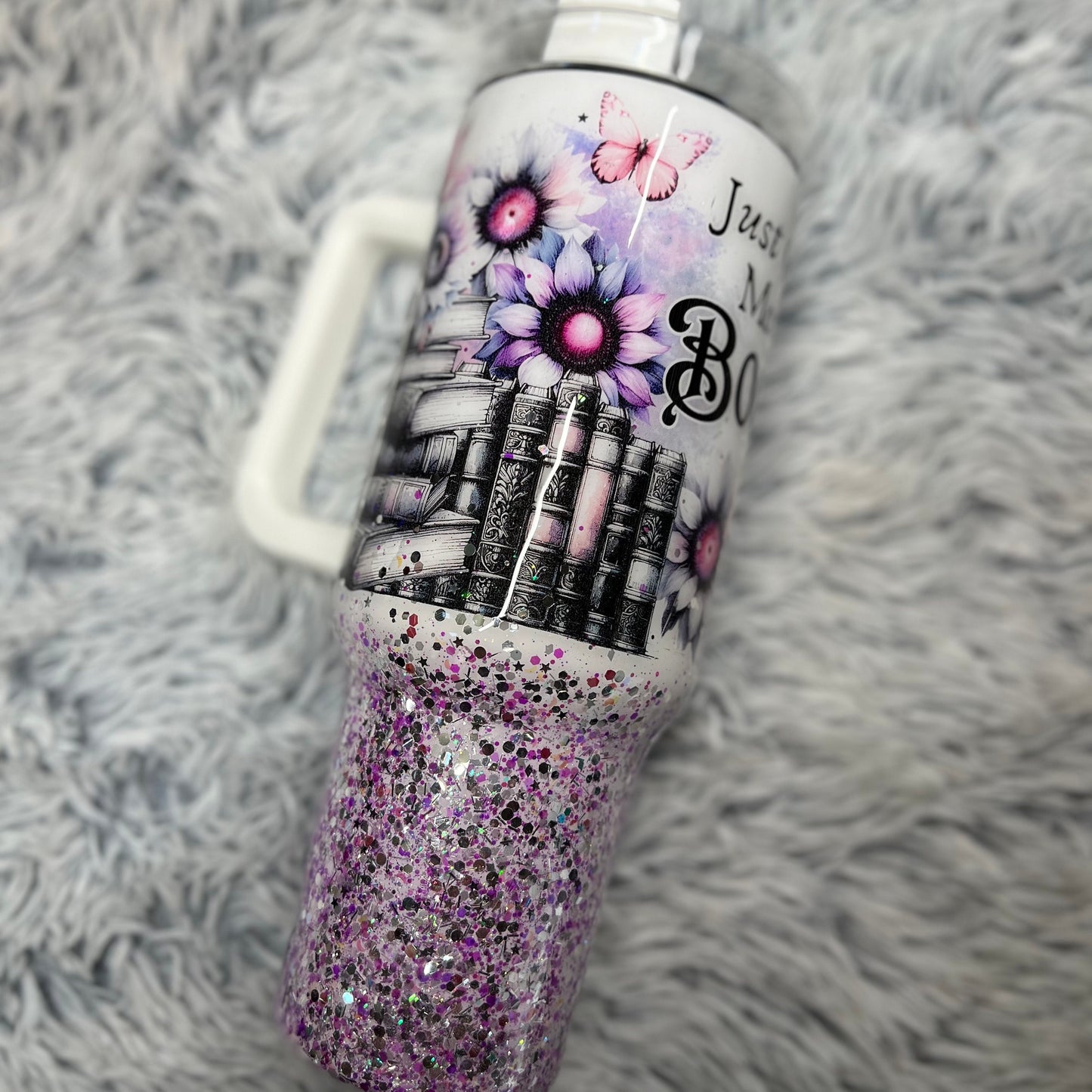 Just One More Book Epoxy Resin Tumbler with Handle