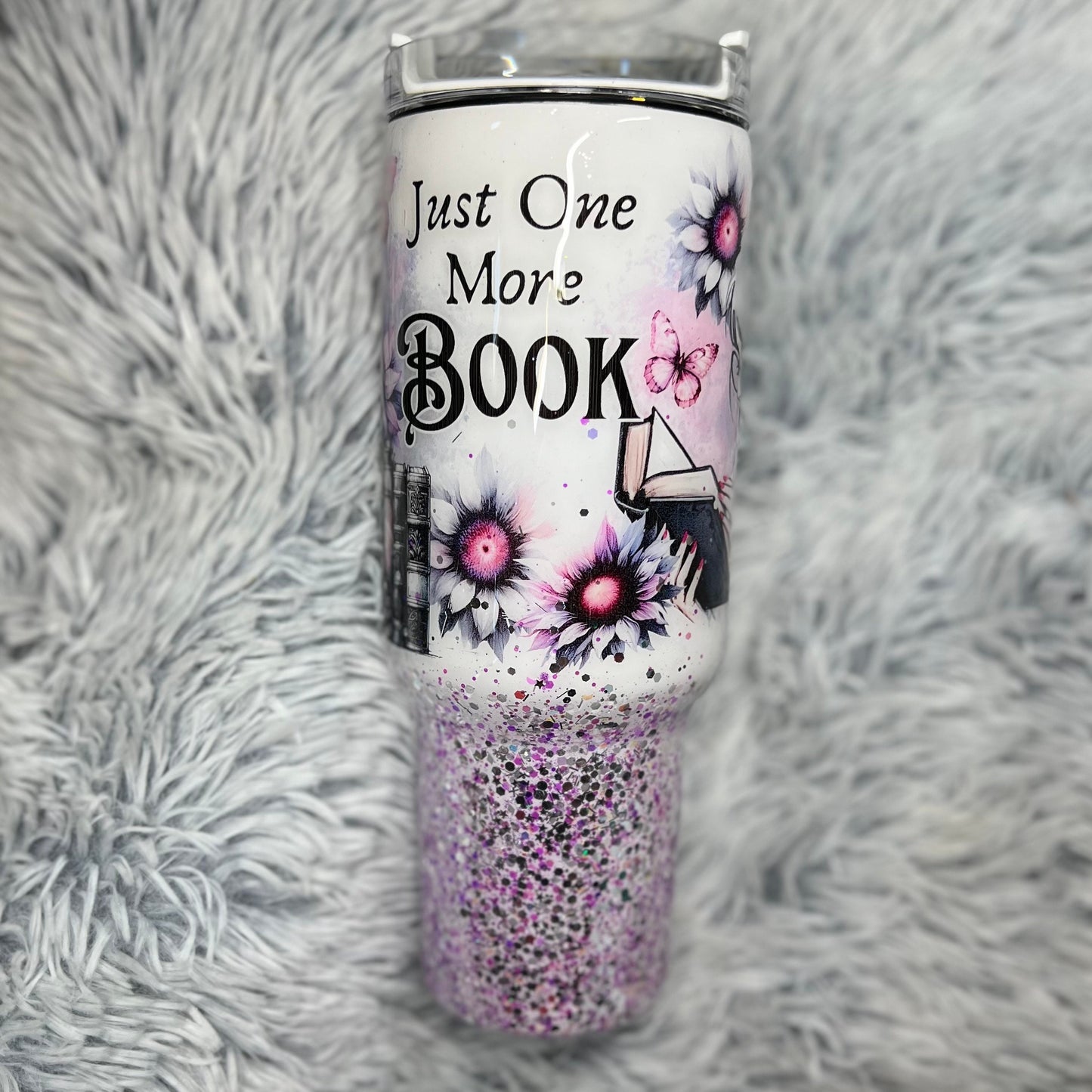 Just One More Book Epoxy Resin Tumbler with Handle