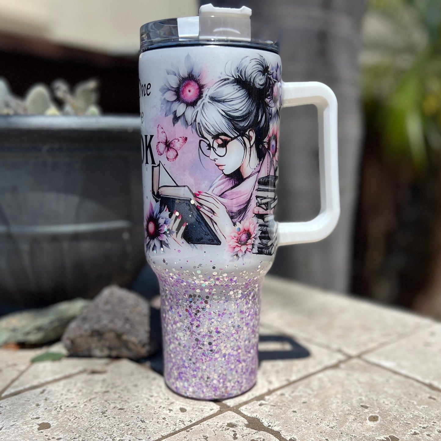 Just One More Book Epoxy Resin Tumbler with Handle