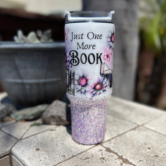 Just One More Book Epoxy Resin Tumbler with Handle