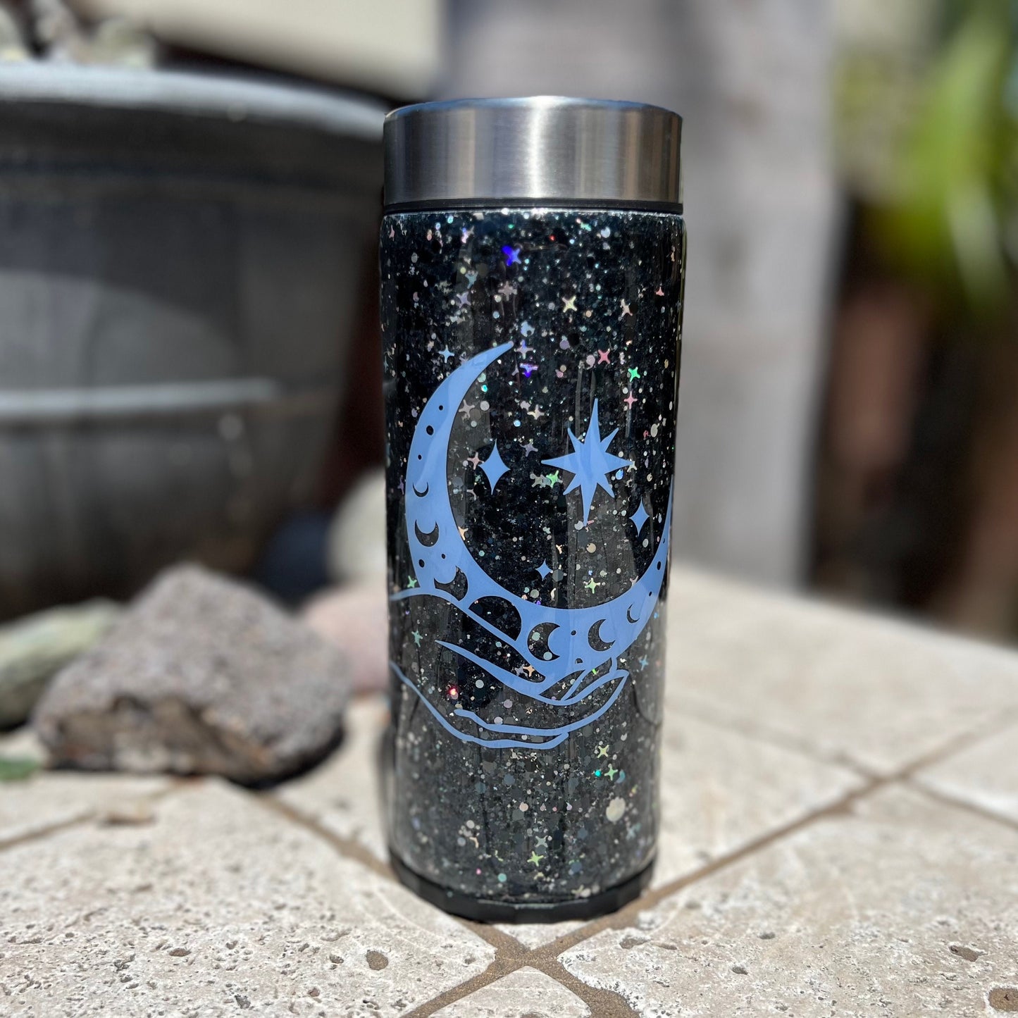 Moon Phase Epoxy Resin Skinny Can Cooler